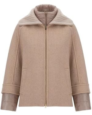 Herno Nylon Ultralight Padded-Bib Cape - Natural