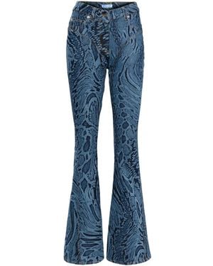 Mugler Jeans Svasati Con Stampa - Blu