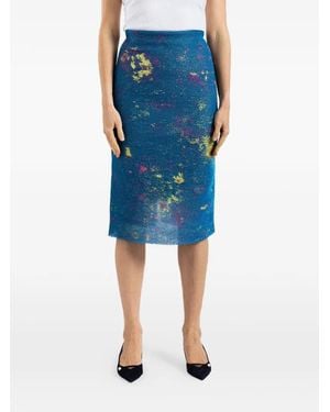 Bielo Translucent Jacquard Midi Skirt - Blue