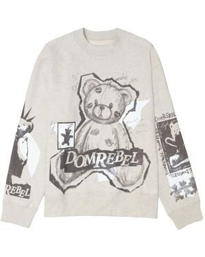 DOMREBEL High Low Bear-Print Sweatshirt - White