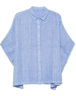 120% Lino Striped Linen Shirt - Blue