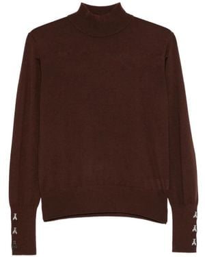 Patrizia Pepe Embellished Turtleneck Knit - Brown