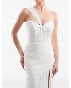 IMROSKA Mattew Pleated Draped Maxi Dress - White