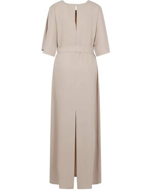 P.A.R.O.S.H. Belted Short-Sleeve Maxi Dress - Natural