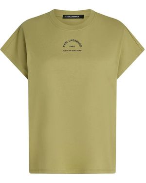 KARL LAGERFELD Rue St-Guillaume Design Glitter T-Shirt - Green
