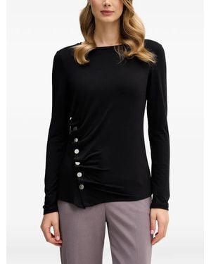 Sisley T-Shirt Met Lange Mouwen En Knopen - Zwart