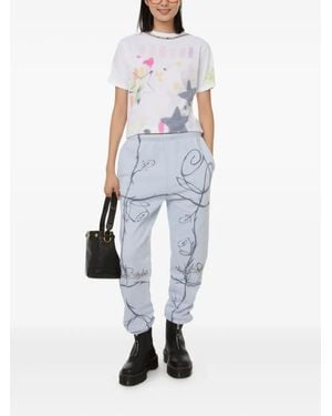 Collina Strada Rose-print embellished track pants - Weiß