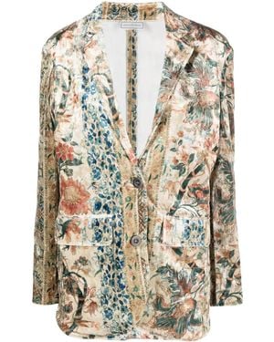 Pierre Louis Mascia Floral-Print Single-Breasted Blazer - Natural