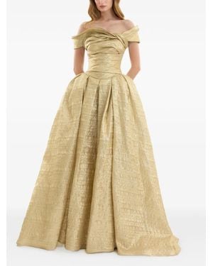 Gemy Maalouf Robe En Jacquard À Épaules Dénudées - Natural