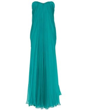 McQueen Vestido Largo Palabra De Honor - Azul