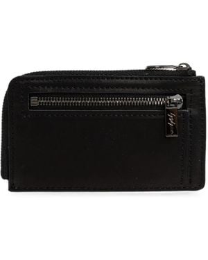 discord Yohji Yamamoto Logo-Detail Leather Card Holder - Black