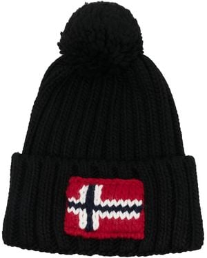 Napapijri Gorro Con Pompón Y Parche Del Logo - Negro