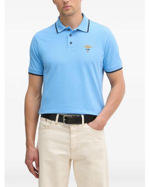 Aeronautica Militare Eagle-Embroidered Polo Shirt - Blue