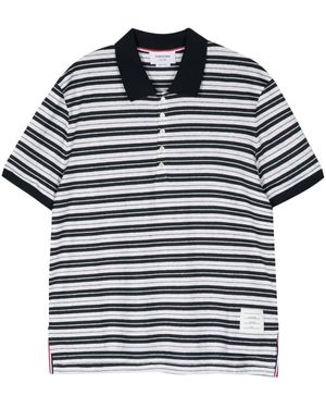 Thom Browne Linen Blend Polo Shirt - Blue