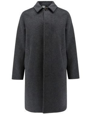 Aspesi Concealed-Fastening Single-Breasted Coat - Blue