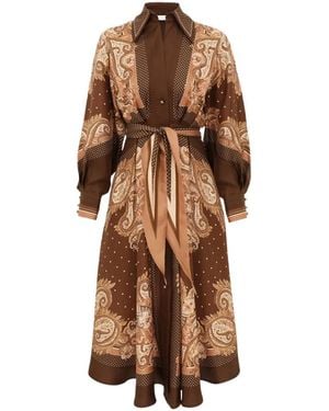 Zimmermann Paisley-Print Silk Shirt Dress - Brown
