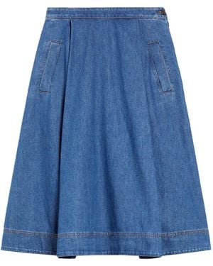 Weekend by Maxmara Dry Pleated Denim Midi Skirt - Blue
