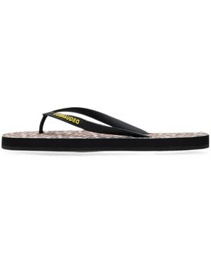 DSquared² Wild2 Leopard-Print Flip Flops - Black