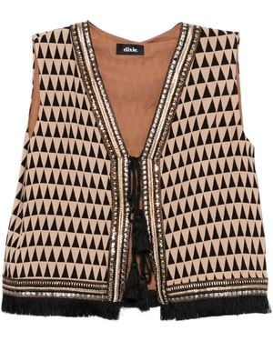 Dixie Geometric-Print Sequin-Embellished Blouse - Black