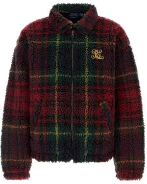 Polo Ralph Lauren Relaxed Fit Plaid Pile-Fleece Jacket - Red