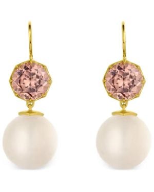 LEIGH MAXWELL Pendientes Con Zirconia Rosa Y Piedra De Luna - Metálico