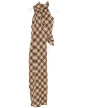 AYA MUSE Chequered Halterneck Blouse - White