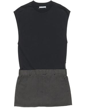Acne Studios Cotton Panelled Mini Dress - Black