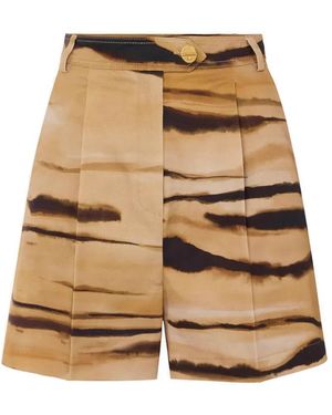Elisabetta Franchi Drill Tiger Print Shorts - Natural