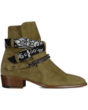 Amiri Bandana Buckle Ankle Boots - Green