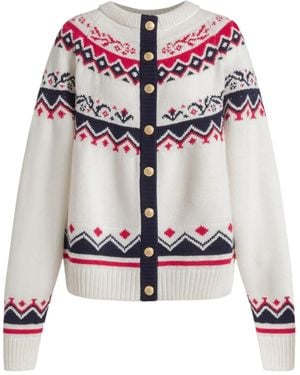 Alberta Ferretti Patterned Wool Cardigan - White