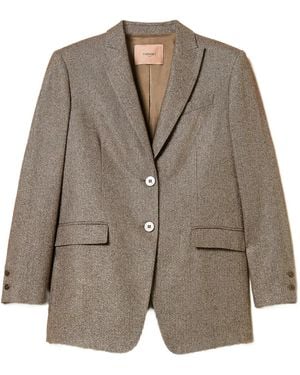 Twinset Lurex Tweed Blazer - Brown