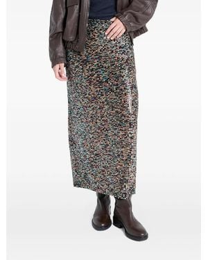 Twp Sylkie Patterned Long Skirt - Brown