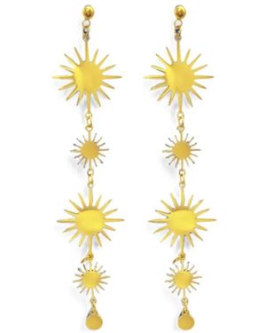 Hzmer Jewelry Celestial Sun Earrings - Metallic