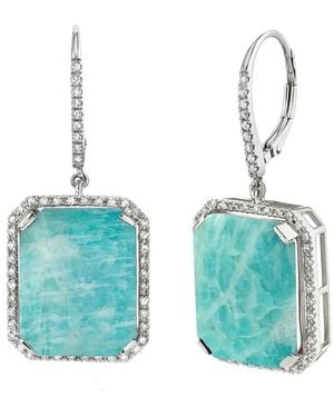 SHAY 18Kt Portrait Amazonite And Diamond Earrings - Blue
