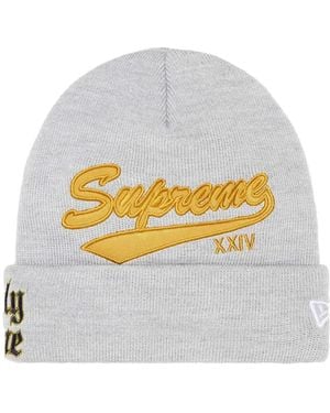 Supreme X New Era Salvation Embroidered Beanie Hat - Gray