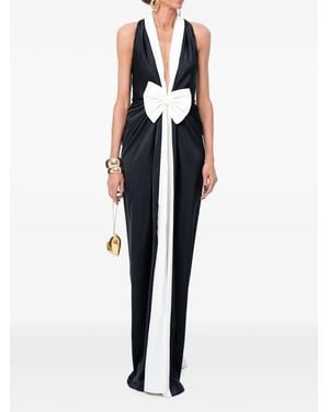 Ana Radu Bow-Detail Halterneck Maxi Dress - Black