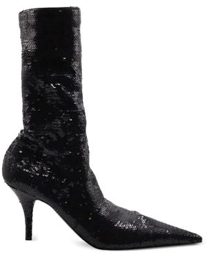 Balenciaga 80Mm Knife Sequin-Embellished Boots - Black
