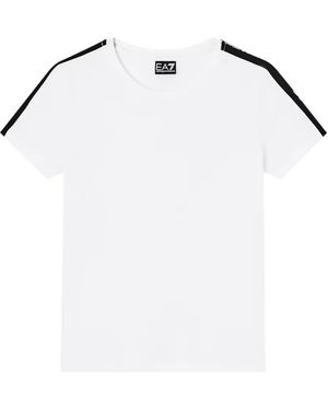 EA7 Camiseta Logo Series Con Franja Del Logo - Blanco