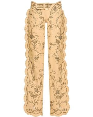 Dolce & Gabbana Kim Dolce&Gabbana Embellished Leather Trousers - Natural