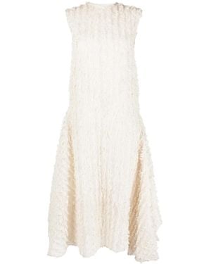Calcaterra Frayed-Trim Midi Dress - White