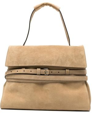 Moschino Belted Suede Tote Bag - Natural