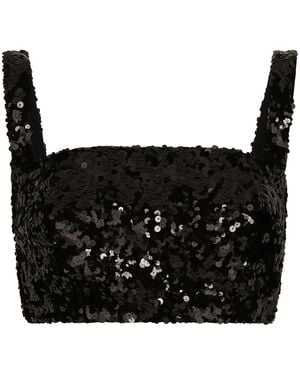 Dolce & Gabbana Sequined Crop Top - Black