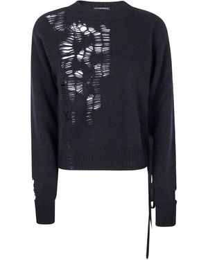Ann Demeulemeester Maglione Con Effetto Vissuto - Nero