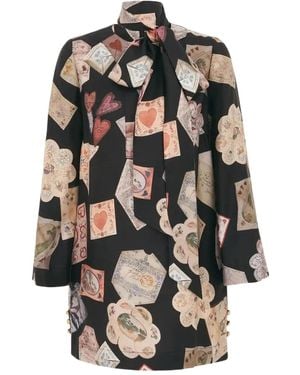 Zimmermann Dream Tie-Neck Printed Mini Dress - Black