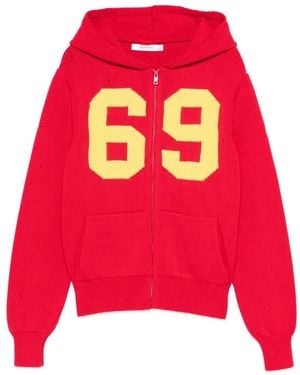 GIMAGUAS Number Hooded Cardigan - Red