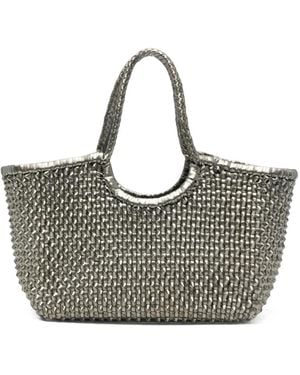 Dragon Diffusion Nantucket Cactus Woven Leather Tote Bag - Grey