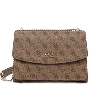 Guess Bolso Satchel Con Monograma - Marrón