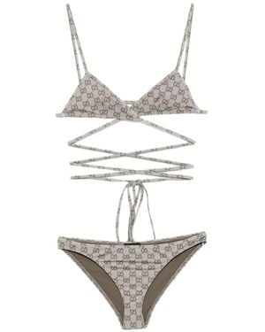 Gucci Gewickelter Gg Supreme Bikini - Weiß