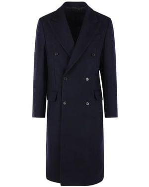 SALON C. LUNDMAN Peak-Lapel Double-Breasted Coat - Blue