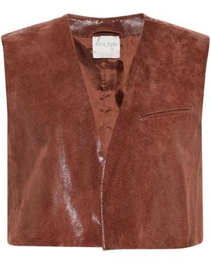 Forte Forte Suede Lizard Print Waistcoat - Brown